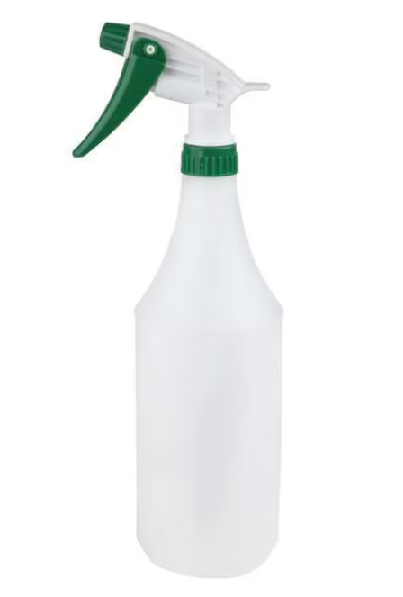 Trigger Spray Bottle 32 oz, HDPE material, White/Greenj, MFR# 130296, 3 bottles/pack, Priced & Sold per Pack