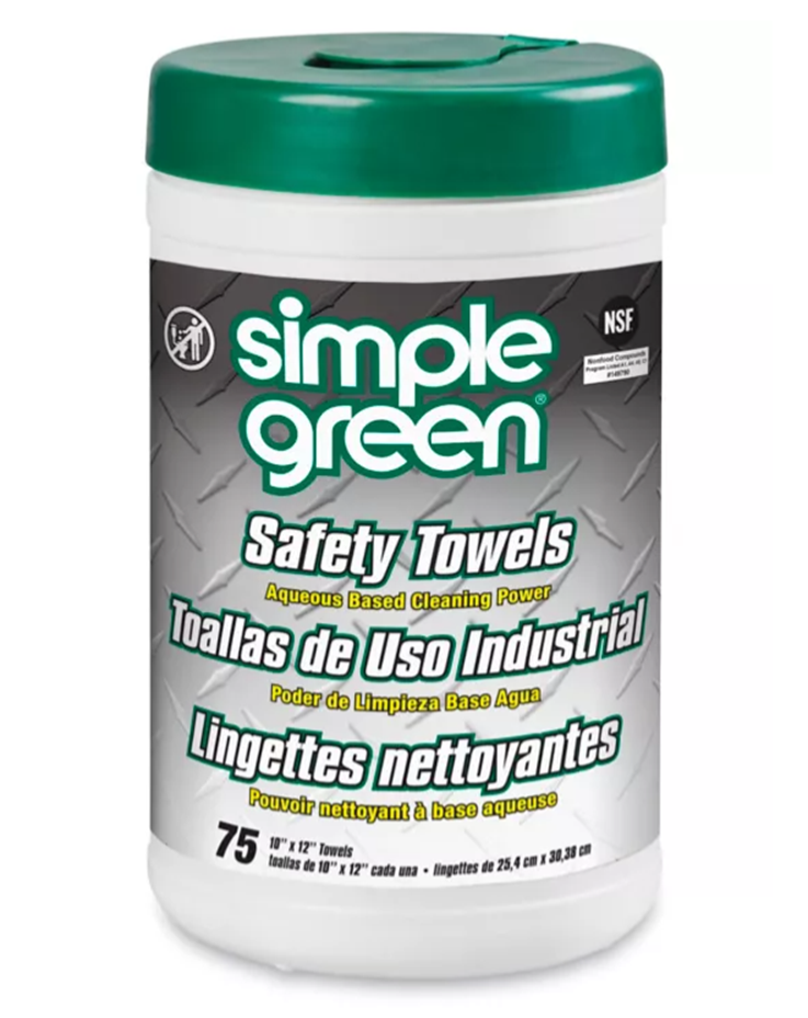 Simple Green Safety Towels 10" x 12", White, Unscented, 75 sheet/can, MFR# 3810000613351, Mulitples of 6 cans, Priced & Sold by Can