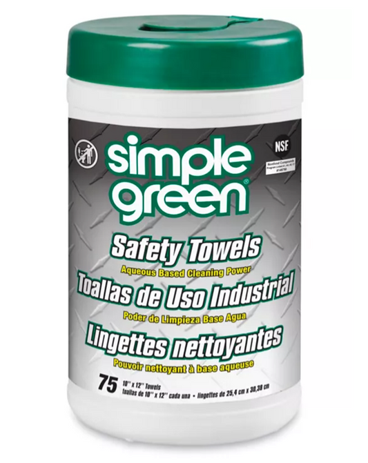 Simple Green Safety Towels 10" x 12", White, Unscented, 75 sheet/can, MFR# 3810000613351, Mulitples of 6 cans, Priced & Sold by Can